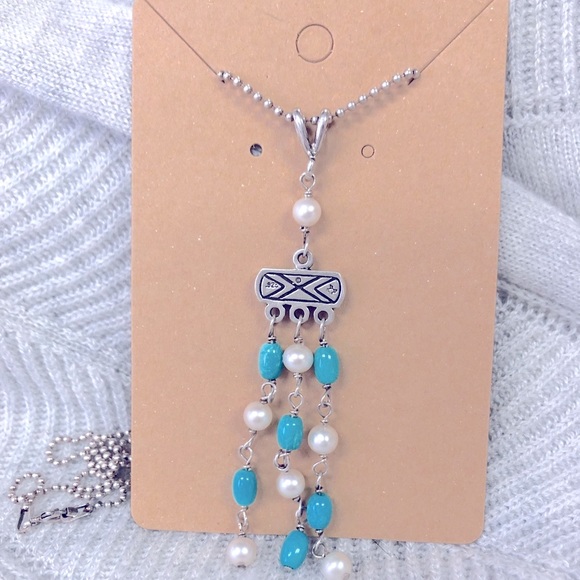 Silpada Pearl & Turquoise Necklace - 925 Silver - Picture 10 of 10